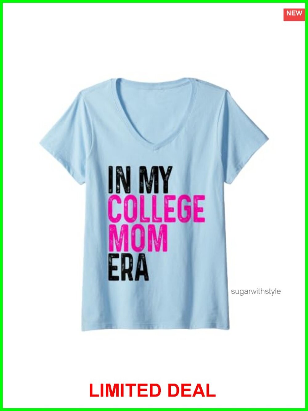 College Mom Era V-Neck Graduation T-Shirt Cotton